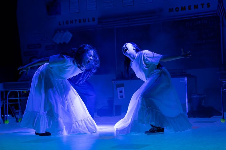 Sadie Sink and Amalia Yoo in John Proctor is the Villain on Broadway. Photo by Julieta Cervantes.