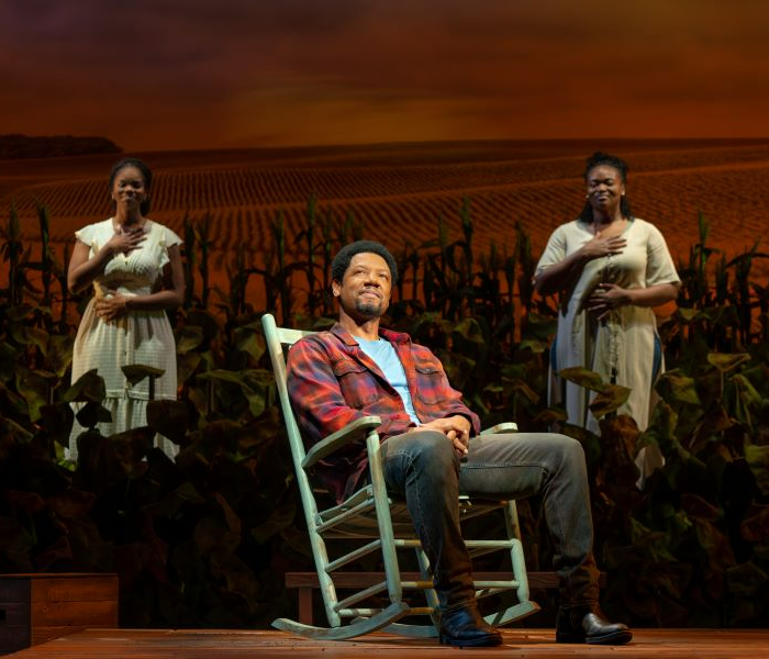 The cast of Home on Broadway with Tory Kittles at the center. Photo by Joan Marcus.	